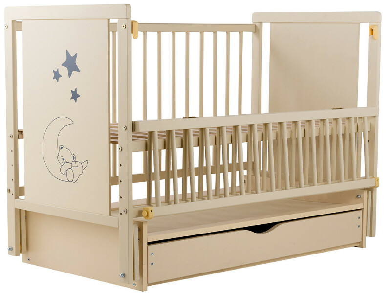 Ліжко Babyroom Ведмедик M-03 маятник, ящик, відкидний бік бук слонова кістка - Зображення 1