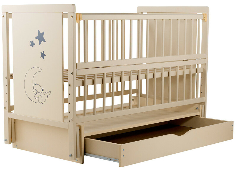 Ліжко Babyroom Ведмедик M-03 маятник, ящик, відкидний бік бук слонова кістка - Зображення 3