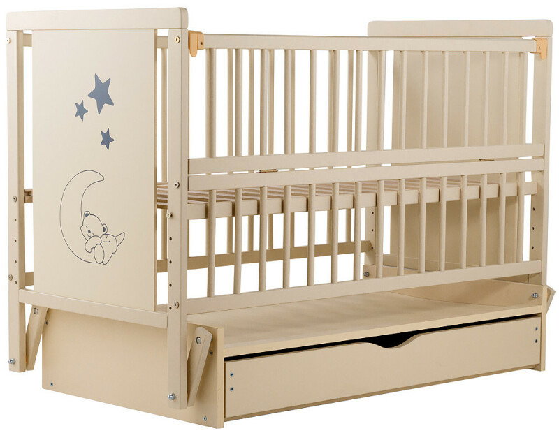 Ліжко Babyroom Ведмедик M-03 маятник, ящик, відкидний бік бук слонова кістка - Зображення 2