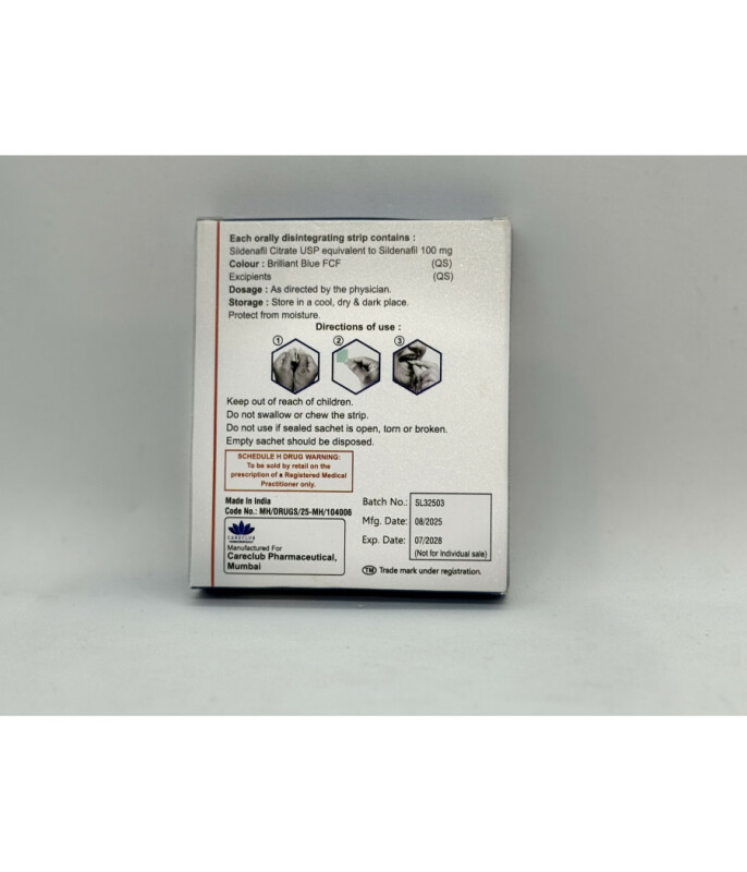 Силденафил CAREFORCE ODS 100 mg (10 strips) ПАСТИЛА ПОД ЯЗЫК - Зображення 2