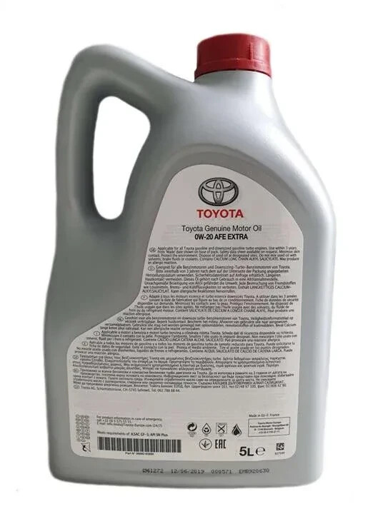 Моторное масло TOYOTA Motor Oil AFE 0W20 Оригинал 5л - Изображение 1