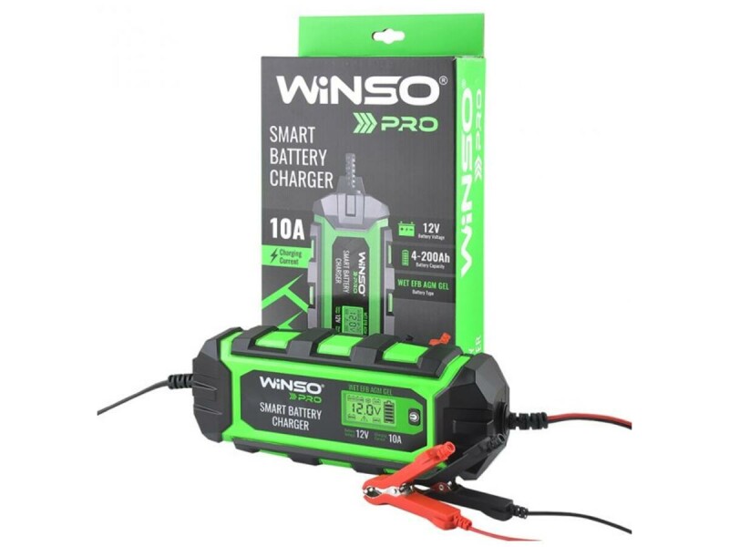 Зарядное устройство АКБ импульсное Winso PRO LCD 12В АКБ до 200А, ток зарядки 10А, 160Вт, экран (139520) - Изображение 3