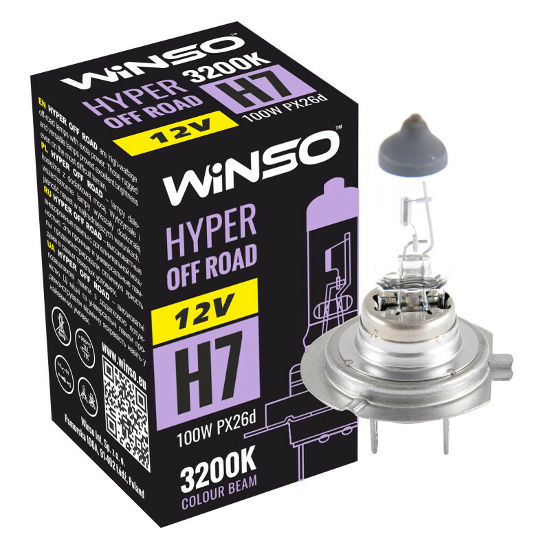 Автолампа галогенная Winso 12V H7 HYPER OFF ROAD 100W PX26d (712710)