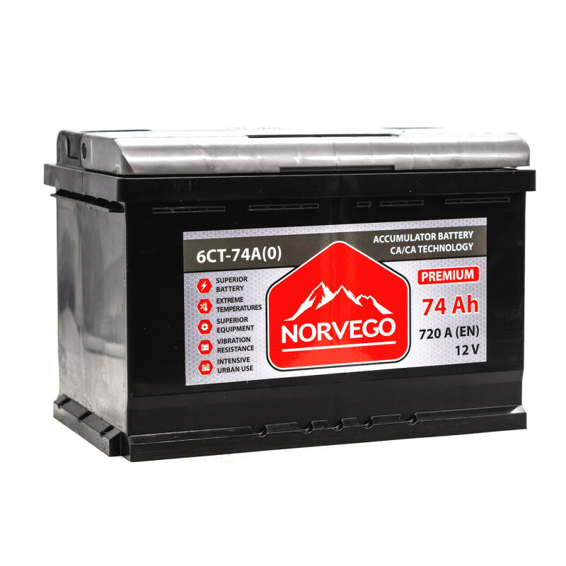 Аккумулятор Norvego Premium 74A +прав (0) (720 пуск) - Зображення 1