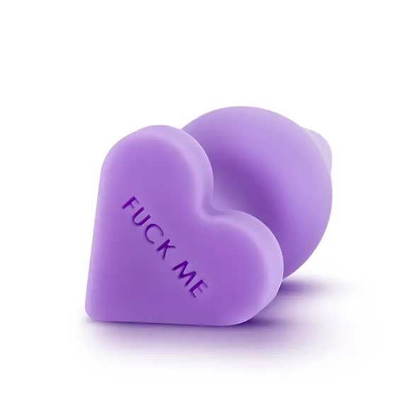 Анальна пробка  силіконова Candy Heart Fuck Me, фіолетова, 10.8 х 4.3 см - Зображення 2