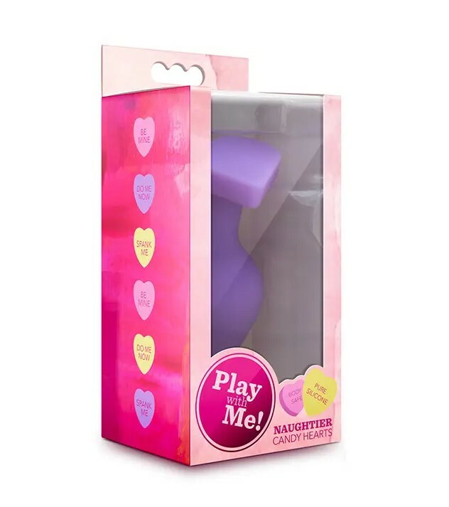 Анальна пробка  силіконова Candy Heart Fuck Me, фіолетова, 10.8 х 4.3 см - Зображення 1