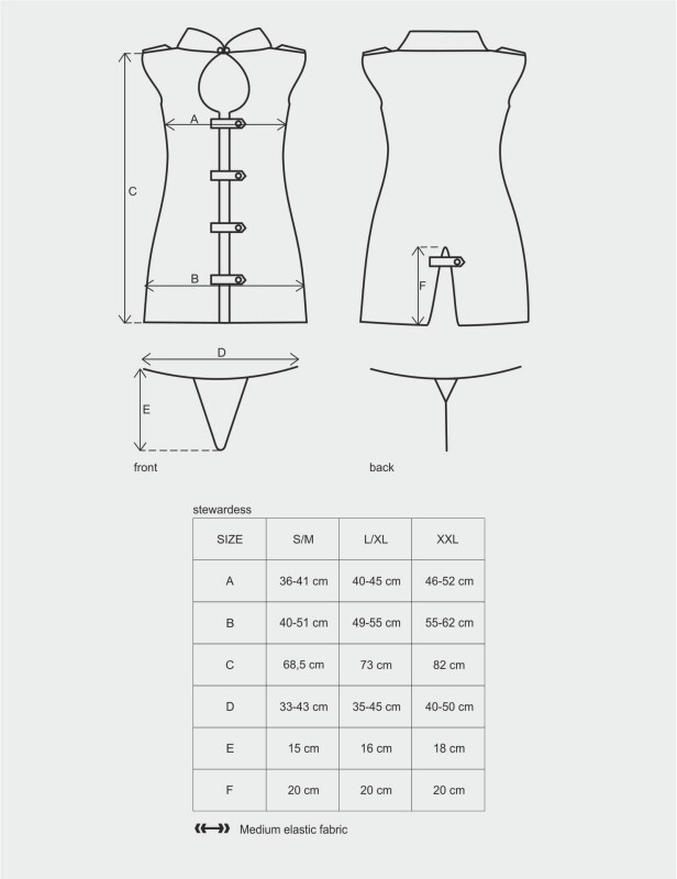 Костюм стюардеси з глибоким декольте 3 предмети, Сірий, L / XL - Зображення 6