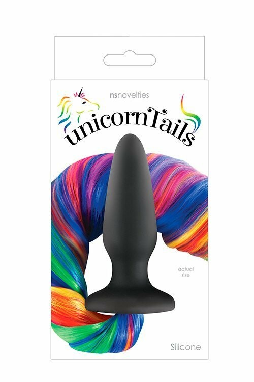 Анальна пробка NS Novelties Pony Tail Rainbow з довгим хвостом, чорна, 10.3 х 3.1 см - Зображення 1