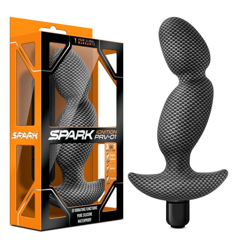 Вібромасажер простати Blush SPARK фігурний, з дуговим стопером, сірий, 12.7 х 3.3 см - Зображення 1