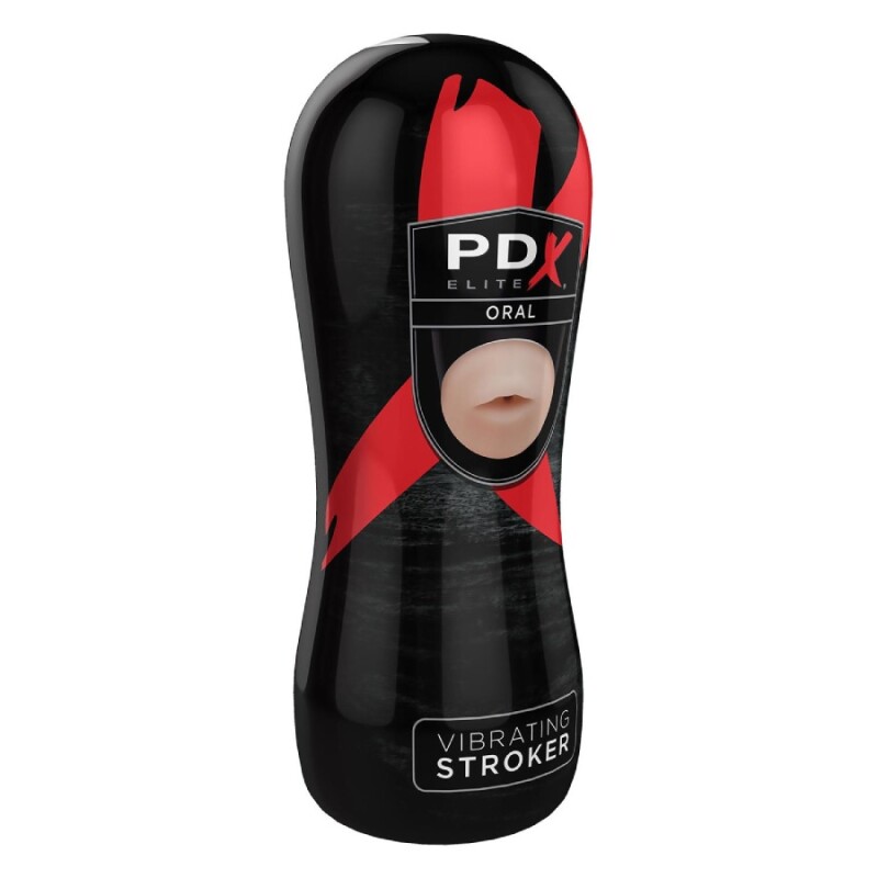 Мастурбатор-рот Pipedream PDX Elite з вібрацією, кібершкіра, чорний, 17.5 х 7.4 см - Зображення 2