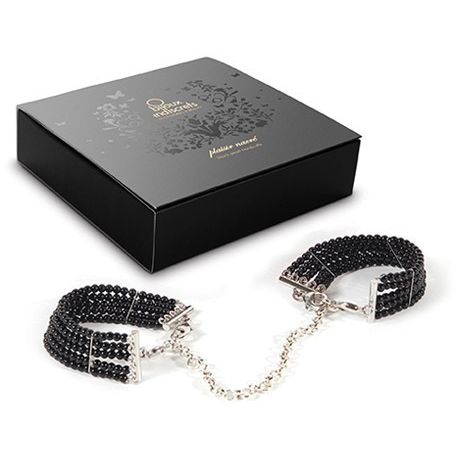 Браслети-наручники Bijoux Indiscrets з перлами, чорні - Изображение 4