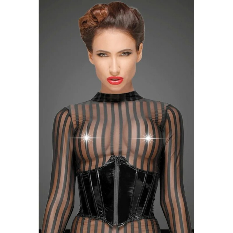 Напівпрозоре плаття Noir Handmade, чорне в смужку, розмір XXL - Зображення 7