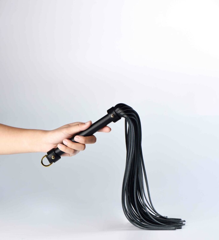Флоггер (батіг) італійська шкіра UPKO Leather Flogger з позолотою, чорний - Зображення 5