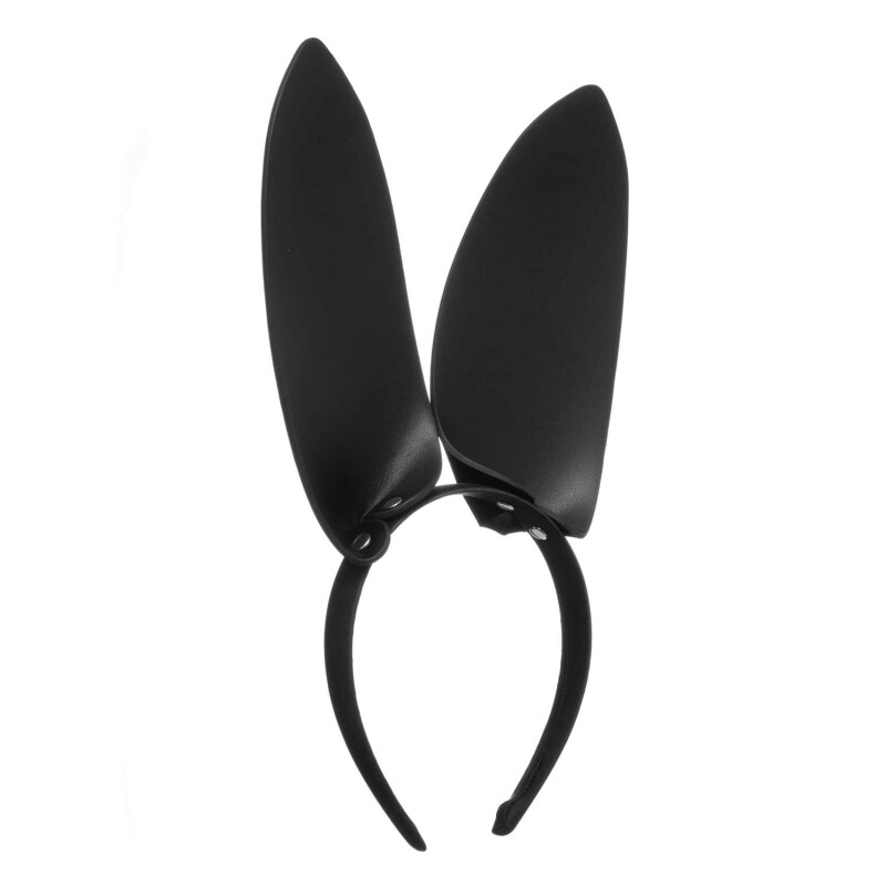 Вушка зайчика на обручі IDEA SM шкіряні, чорні, One Size - Зображення 5
