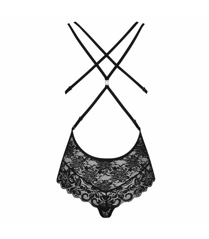 Боді з мереживом Obsessive 860 напівпрозоре, чорне, S-M - Зображення 6