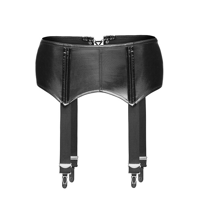 Пояс для панчіх сексі вініловий чорний Noir Handmade S - Изображение 6