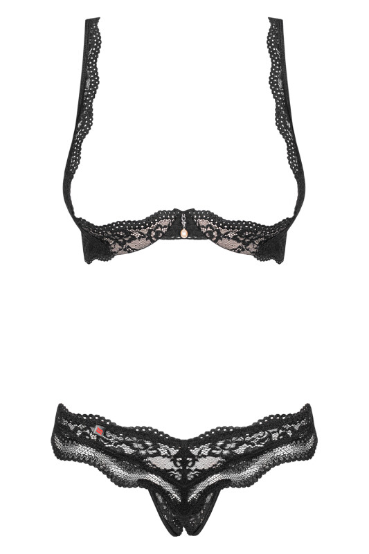 Комплект спідньої білизни Obsessive Luvae мереживний, чорний, L-XL - Зображення 7