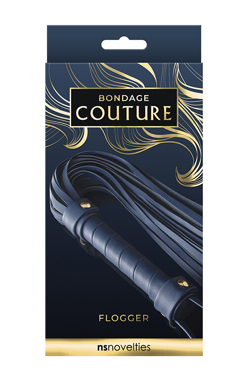 Флоггер (батіг) Bondage Couture з петлею на рукоятці, синя - Изображение 1