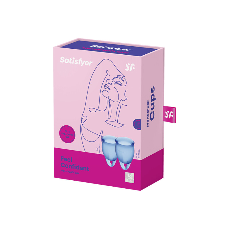 Набір менструальних чаш Satisfyer Feel Confident синій, 2 шт - Зображення 1