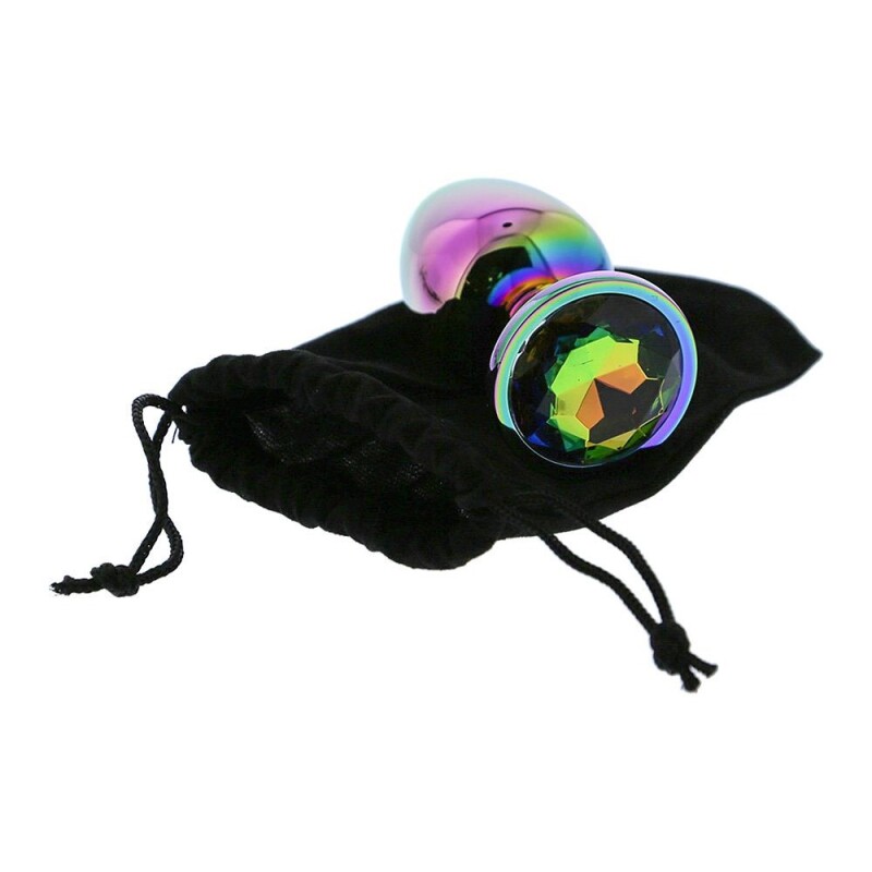 Анальна пробка Dream Toys Gleaming Love з різнокольоровим каменем, райдужна, 7.1 х 2.7 см - Зображення 5