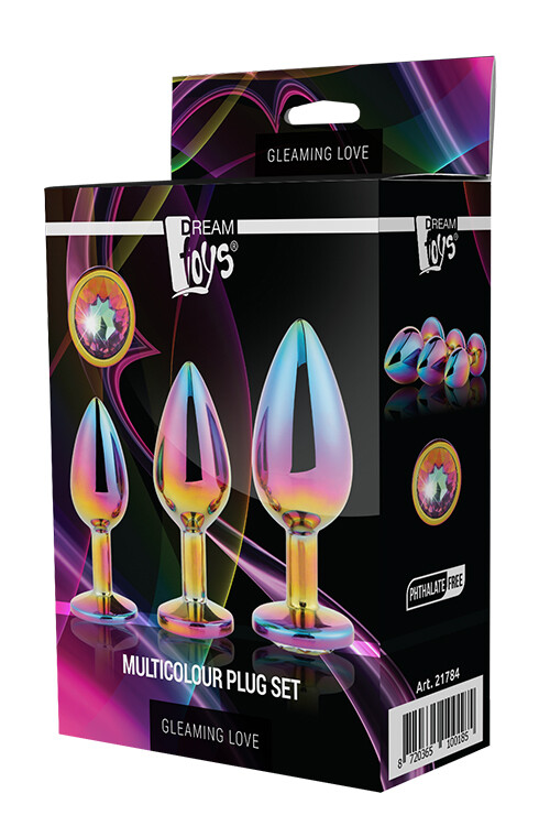 Набір анальних пробок Dreamtoys Multicolour зі стразами, різнокольоровий, 3 шт - Зображення 2
