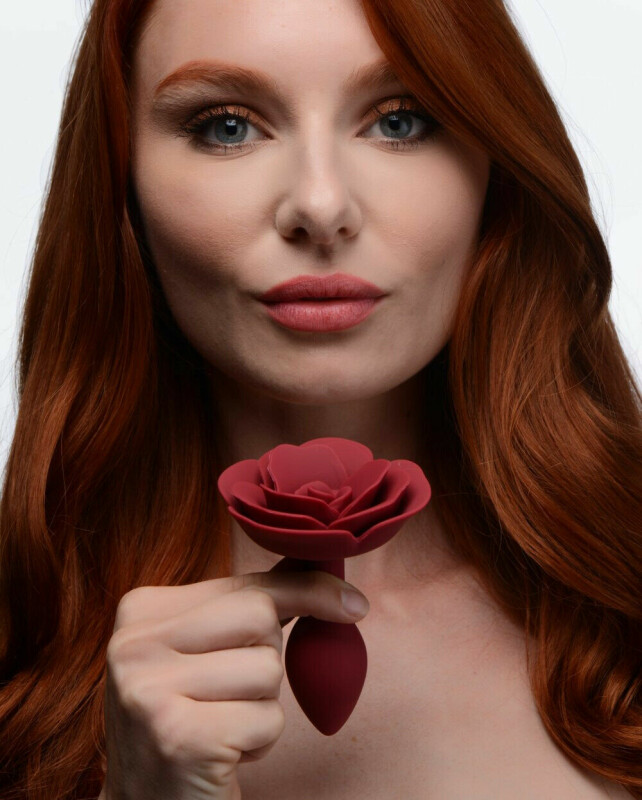 Анальна пробка силіконова Booty Bloom Anal Plug з трояндою, червона, 10.6 см х 2.7 см - Зображення 2