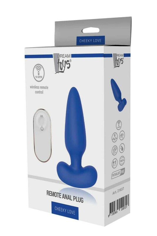 Анальна пробка з вібрацією Dream Toys з дистанційним управлінням, синя - Зображення 1