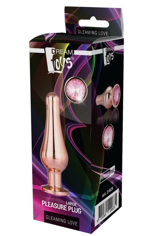 Анальна пробка, L, конічної форми Dream Toys з рожевим стразом, золота - Зображення 1