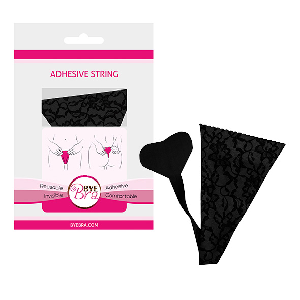 Самоклеючі трусики Bye Bra, чорні з мереживом, one size - Изображение 1
