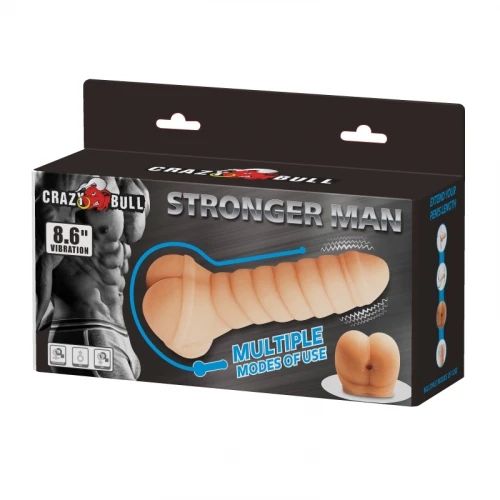 Мастурбатор-насадка на пеніс Crazy Bull Stronger Man бежевий, 22 х 7.5 см - Изображение 7