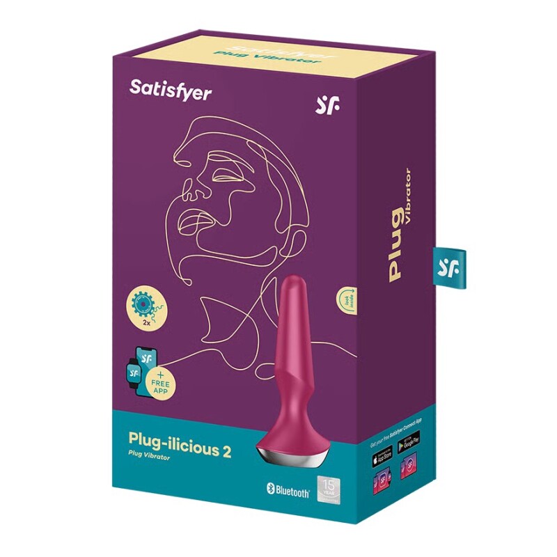 Анальний вібратор Satisfyer Plug-ilicious 2 з додатком, бордовий, 13.5 х 4 см - Зображення 1