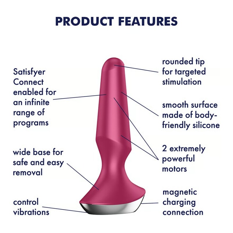 Анальний вібратор Satisfyer Plug-ilicious 2 з додатком, бордовий, 13.5 х 4 см - Зображення 5