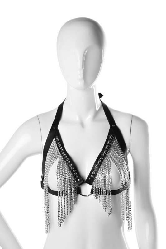 Комплект з бюстгальтером та поясом на стегна L-XL Kit S-chains 1 Candy Hero, з ланцюжками, чорний, (р. 46-48) - Зображення 8