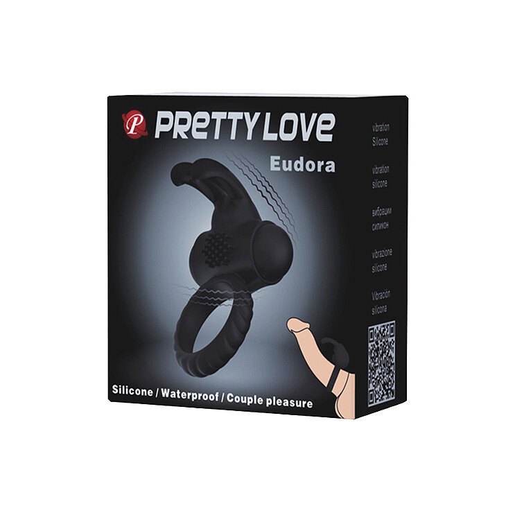Ерекційне віброкільце Pretty Love Eudora рельєфне, чорне, 5.4 х 2.4 см - Изображение 8