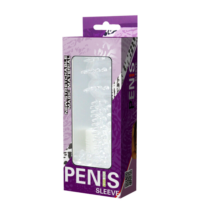 Насадка на пеніс Baile Penis Sleeve рельєфна, прозора, 12.8 х 3.5 см - Зображення 4