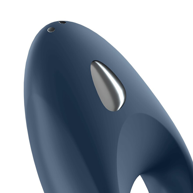Ерекційне віброкільце Satisfyer Mighty One з додатком, синє, 9 х 4.9 см - Изображение 2