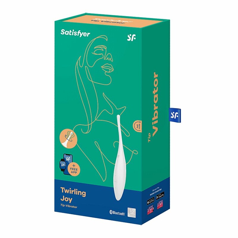 Вібратор для точкової стимуляції Satisfyer Twirling Joy з додатком, білий, 18 х 3 см - Зображення 1