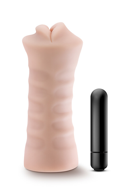 Мастурбатор-рот Blush M for Men Angie з віброкулею, бежевий, 12.9 х 4.3 см - Изображение 2
