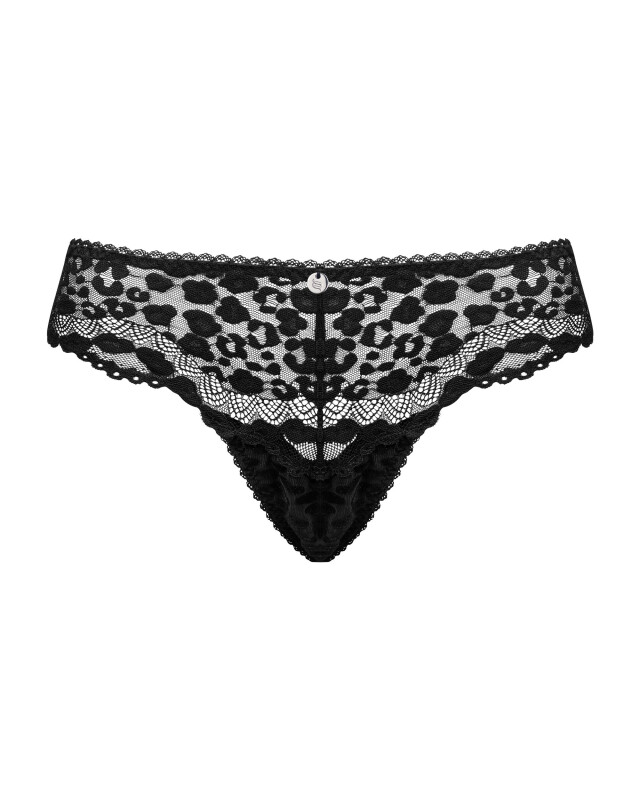 Трусики стрінги Obsessive Giully мереживні, чорні, S/M - Изображение 4