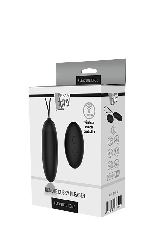 Віброяйце Dream Toys Dusky Pleaser з пультом, чорне, 8.9 х 3.3 см - Изображение 1