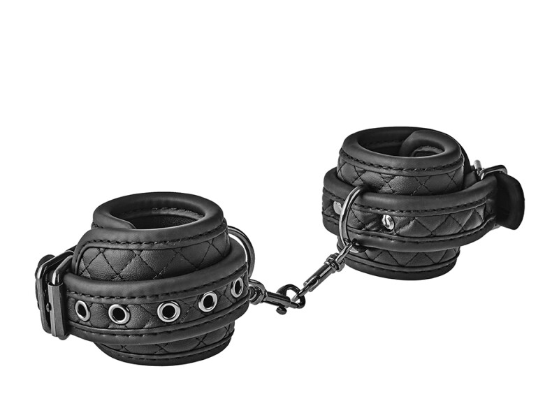 Наручники Dreamtoys Blaze зі штучної шкіри, чорні, 26 х 6.2 см - Изображение 3