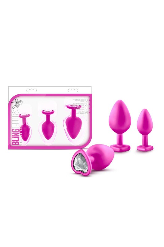 Набір анальних пробок з рожевими каменями LUXE BLING PLUGS, 3 шт - Изображение 7