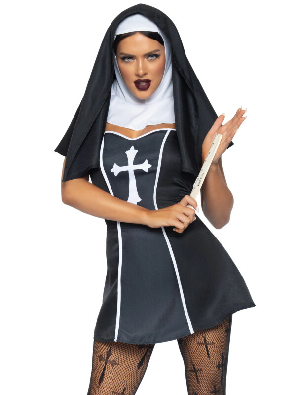 Костюм монахині Leg Avenue, XS, Naughty Nun 2 предмети, чорний - Зображення 4