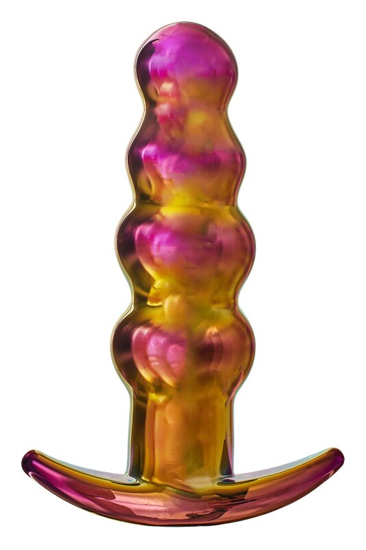 Анальний вібратор Dream Toys Glamour Glass з пультом, скляний, різнокольоровий, 14 х 3.5 см - Изображение 4