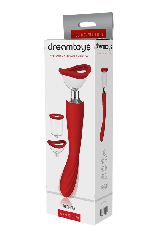 Вібратор-помпа Dream Toys Georgia зі змінними насадками, червоний, 29.3 х 3.5 см - Зображення 1