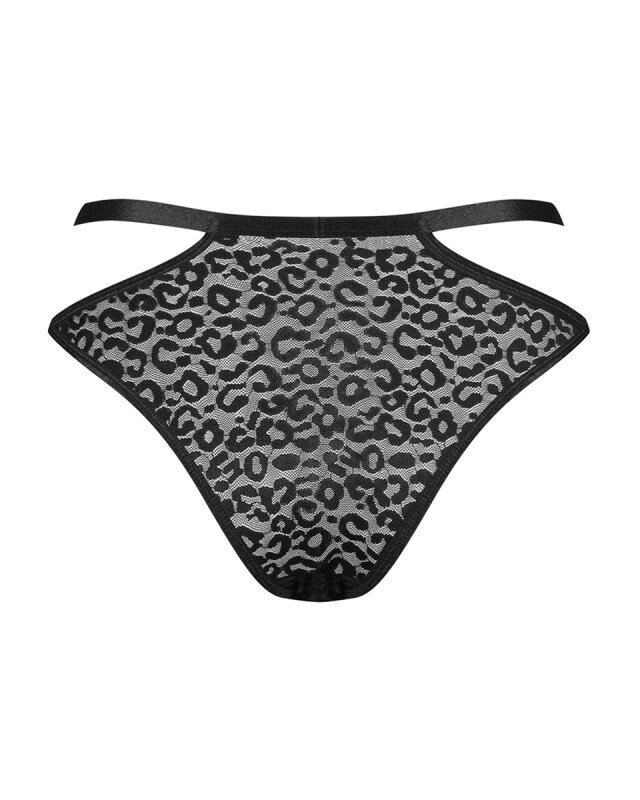 Трусики сексуальні Obsessive Bagirela, L/XL, з леопардовим візерунком, чорні - Изображение 8