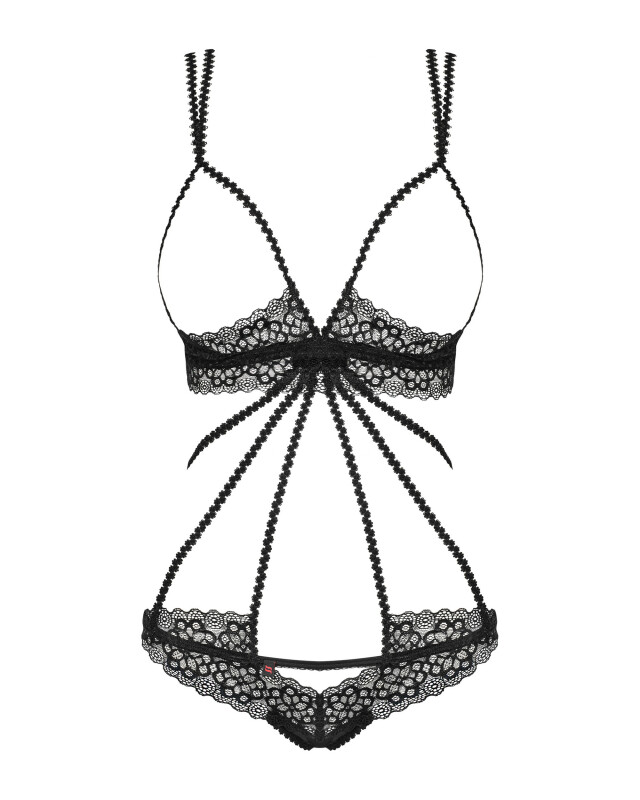 Еротичне боді Obsessive Liferia S/M, з відкритими грудьми, чорне - Изображение 2