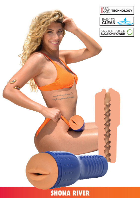 Мастурбатор рот у колбі Shona River Pornstar Mouth бежевий, 26 х 8.5 см - Изображение 2