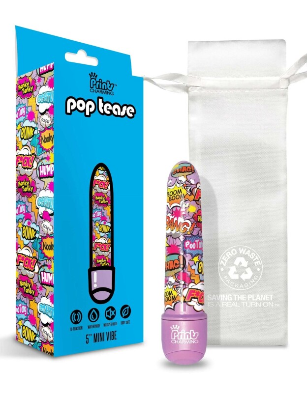 Міні-вібратор із принтом Prints Charming Pop Tease мультиколор, 12.7 см х 2.5 см - Изображение 1