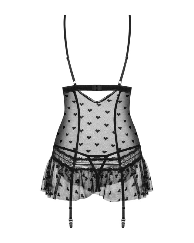 Сексуальний корсет Obsessive Heartia, L/XL, з відкритими грудьми в серці, чорний - Зображення 8